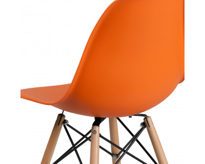 BLNK™ Elon Series Plastic Chair with Wooden Legs - Orange