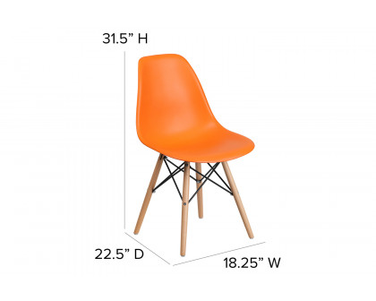 BLNK™ Elon Series Plastic Chair with Wooden Legs - Orange