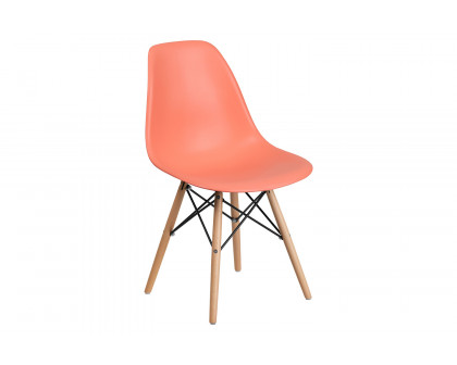 BLNK™ Elon Series Plastic Chair with Wooden Legs - Peach