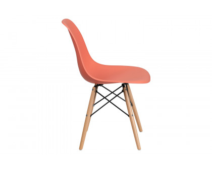 BLNK™ Elon Series Plastic Chair with Wooden Legs - Peach