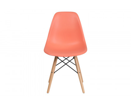 BLNK™ Elon Series Plastic Chair with Wooden Legs - Peach