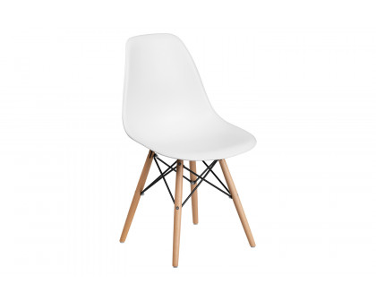 BLNK™ Elon Series Plastic Chair with Wooden Legs - White