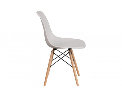 BLNK™ Elon Series Plastic Chair with Wooden Legs - White