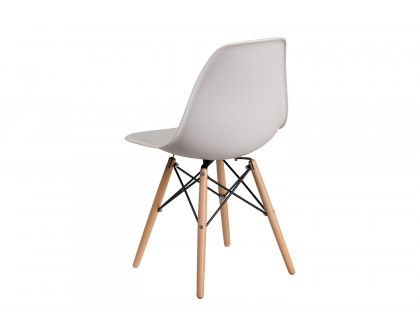 BLNK™ Elon Series Plastic Chair with Wooden Legs - White