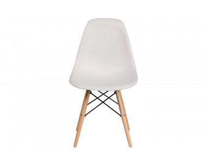 BLNK™ Elon Series Plastic Chair with Wooden Legs - White