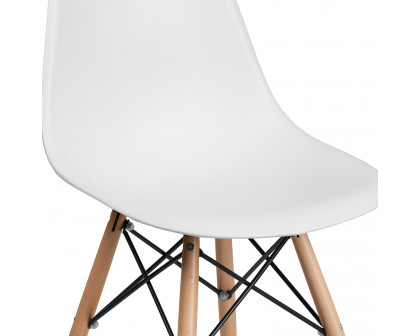 BLNK™ Elon Series Plastic Chair with Wooden Legs - White