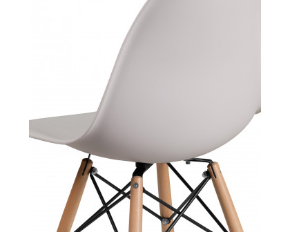 BLNK™ Elon Series Plastic Chair with Wooden Legs - White