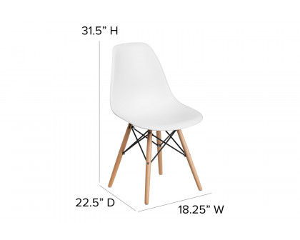 BLNK™ Elon Series Plastic Chair with Wooden Legs - White