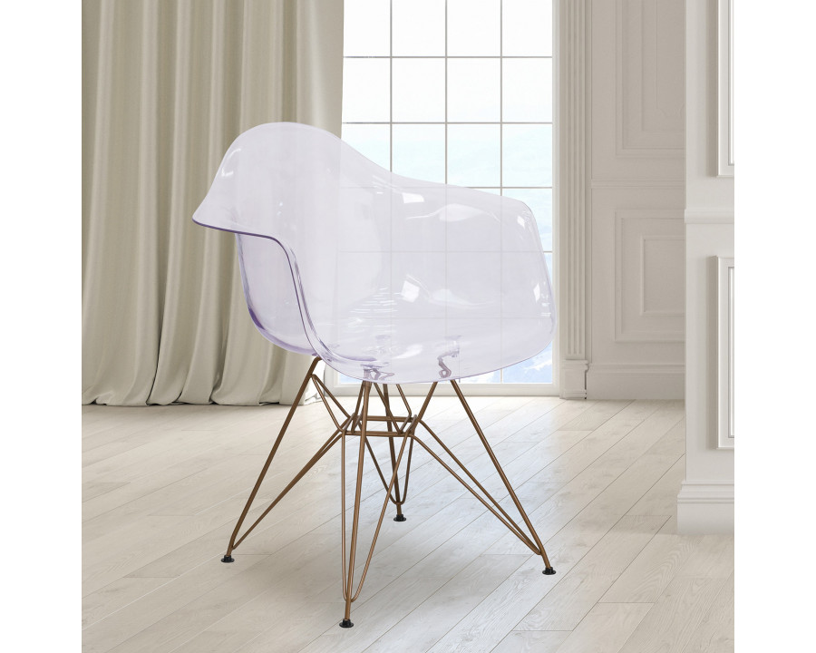 BLNK - Alonza Series Transparent Side Chair with Gold Base