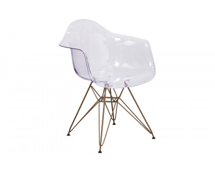 BLNK - Alonza Series Transparent Side Chair with Gold Base