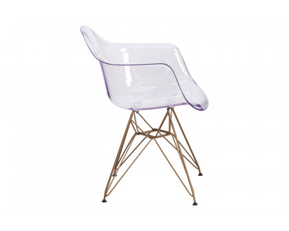 BLNK - Alonza Series Transparent Side Chair with Gold Base