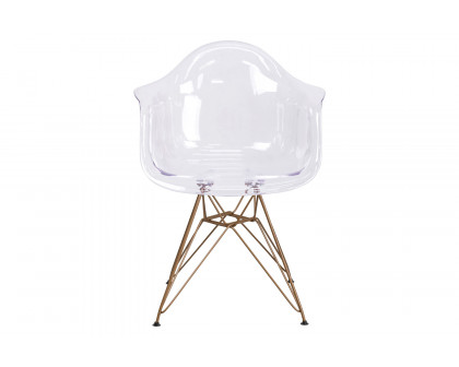 BLNK - Alonza Series Transparent Side Chair with Gold Base