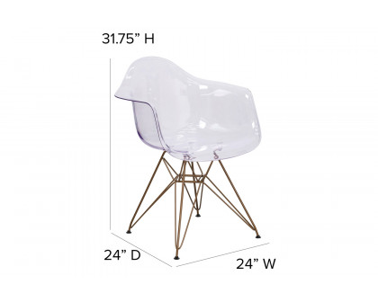 BLNK - Alonza Series Transparent Side Chair with Gold Base