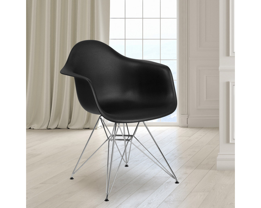 BLNK Alonza Series Plastic Chair with Chrome Base - Black