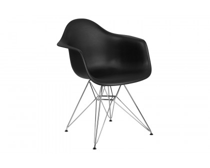 BLNK Alonza Series Plastic Chair with Chrome Base - Black