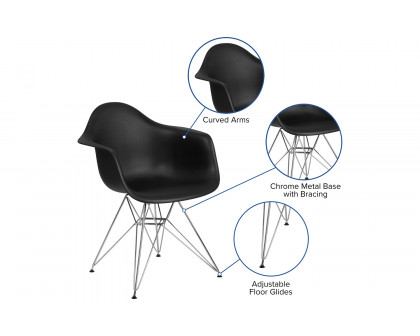 BLNK Alonza Series Plastic Chair with Chrome Base - Black