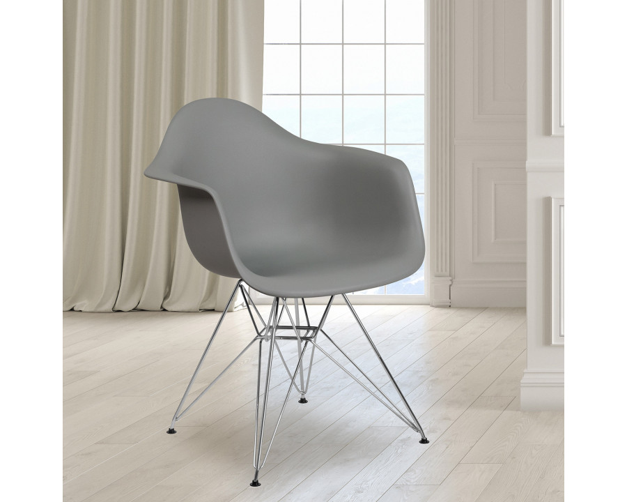 BLNK Alonza Series Plastic Chair with Chrome Base - Moss Gray