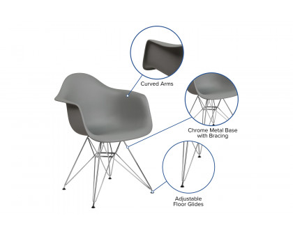 BLNK Alonza Series Plastic Chair with Chrome Base - Moss Gray