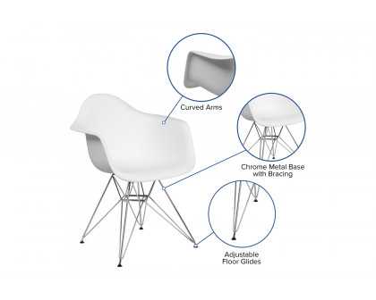 BLNK Alonza Series Plastic Chair with Chrome Base - White