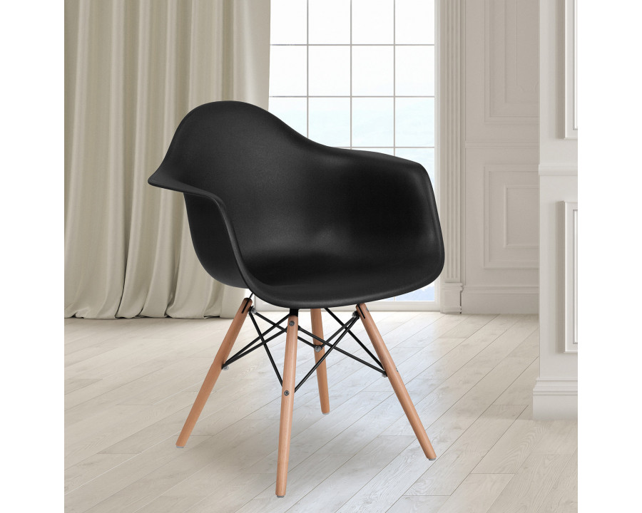 BLNK Alonza Series Plastic Chair with Wooden Legs - Black