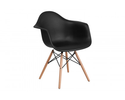 BLNK Alonza Series Plastic Chair with Wooden Legs - Black