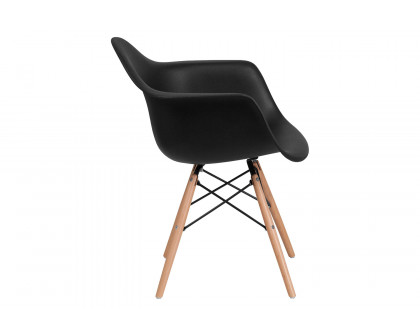 BLNK Alonza Series Plastic Chair with Wooden Legs - Black