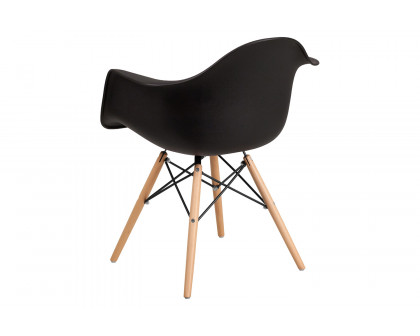 BLNK Alonza Series Plastic Chair with Wooden Legs - Black