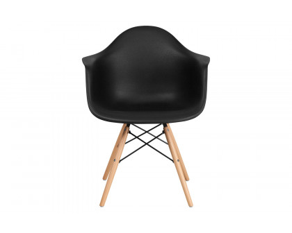 BLNK Alonza Series Plastic Chair with Wooden Legs - Black