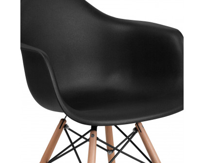 BLNK Alonza Series Plastic Chair with Wooden Legs - Black