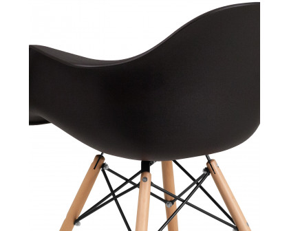 BLNK Alonza Series Plastic Chair with Wooden Legs - Black