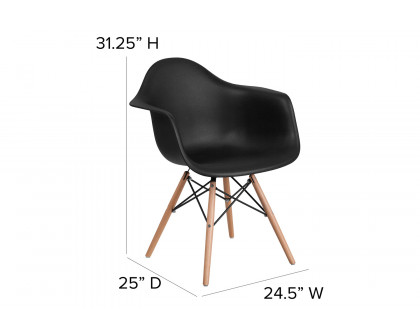 BLNK Alonza Series Plastic Chair with Wooden Legs - Black