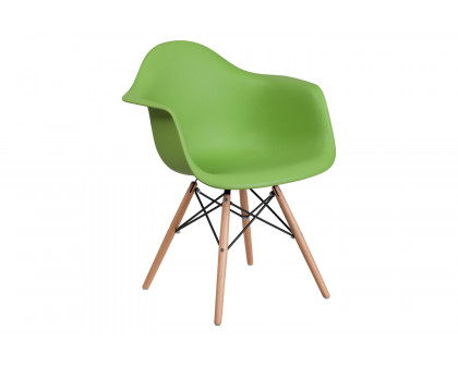 BLNK Alonza Series Plastic Chair with Wooden Legs - Green