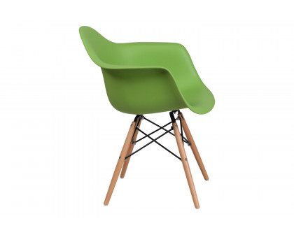 BLNK Alonza Series Plastic Chair with Wooden Legs - Green