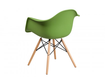 BLNK Alonza Series Plastic Chair with Wooden Legs - Green