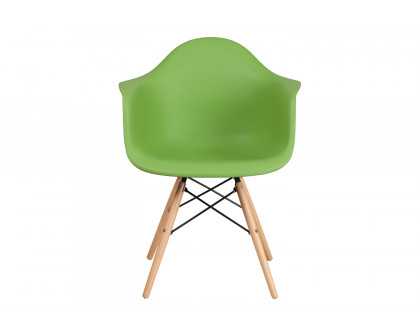 BLNK Alonza Series Plastic Chair with Wooden Legs - Green