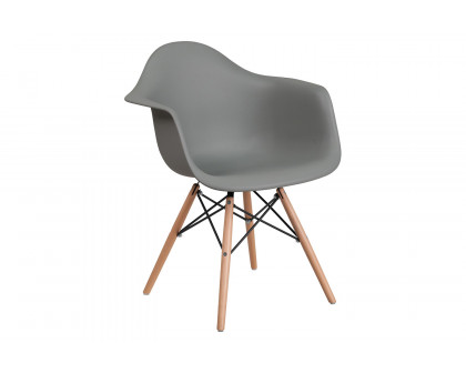 BLNK Alonza Series Plastic Chair with Wooden Legs - Moss Gray