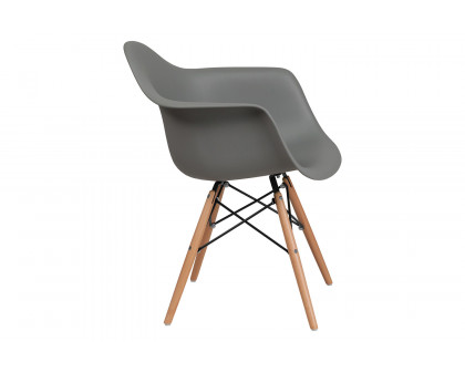 BLNK Alonza Series Plastic Chair with Wooden Legs - Moss Gray