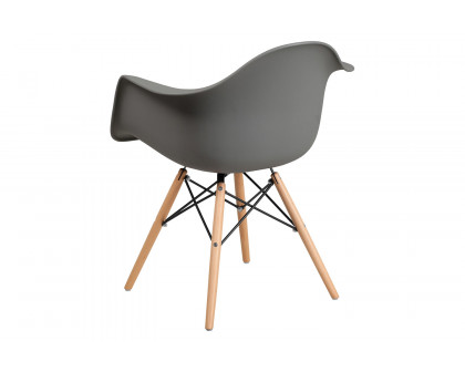 BLNK Alonza Series Plastic Chair with Wooden Legs - Moss Gray