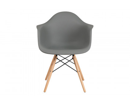 BLNK Alonza Series Plastic Chair with Wooden Legs - Moss Gray