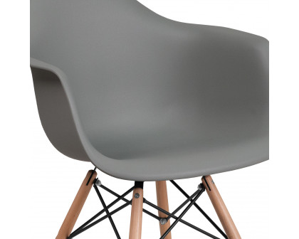 BLNK Alonza Series Plastic Chair with Wooden Legs - Moss Gray