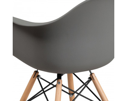 BLNK Alonza Series Plastic Chair with Wooden Legs - Moss Gray