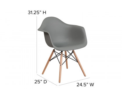 BLNK Alonza Series Plastic Chair with Wooden Legs - Moss Gray