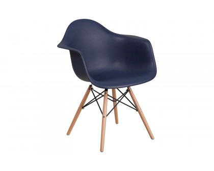 BLNK Alonza Series Plastic Chair with Wooden Legs - Navy