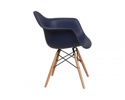 BLNK Alonza Series Plastic Chair with Wooden Legs - Navy