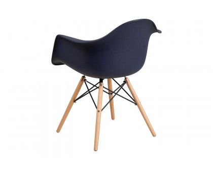 BLNK Alonza Series Plastic Chair with Wooden Legs - Navy