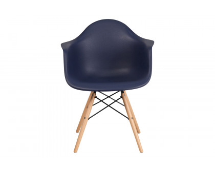 BLNK Alonza Series Plastic Chair with Wooden Legs - Navy