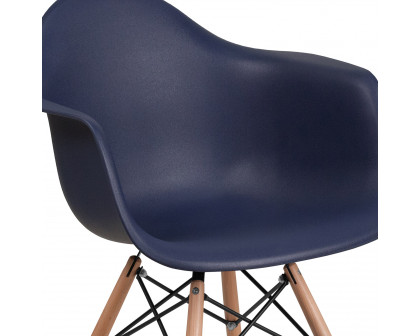 BLNK Alonza Series Plastic Chair with Wooden Legs - Navy