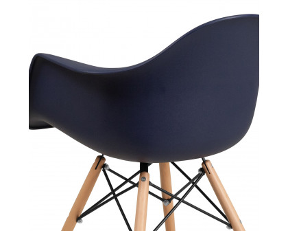 BLNK Alonza Series Plastic Chair with Wooden Legs - Navy