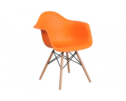 BLNK Alonza Series Plastic Chair with Wooden Legs - Orange