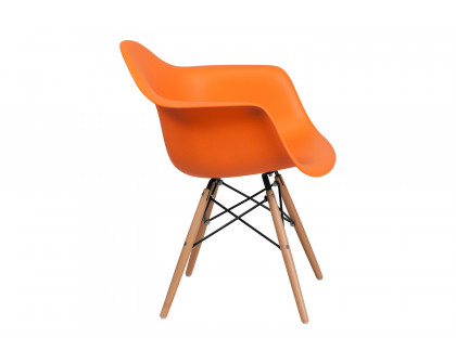 BLNK Alonza Series Plastic Chair with Wooden Legs - Orange